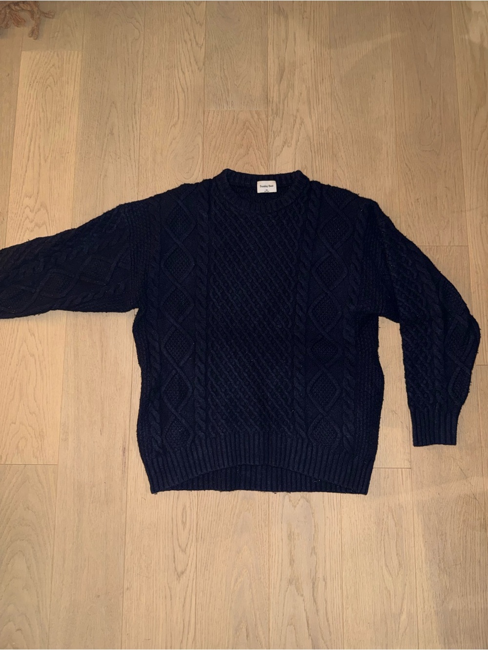 Sunday Best Navy Cable Knit Crewneck Sweater